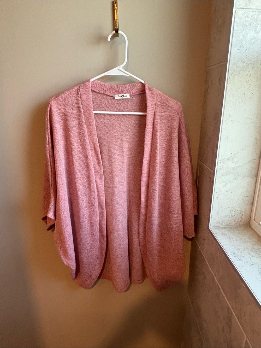 GEEGEE Rose Pink Open-Front Women's Cardigan